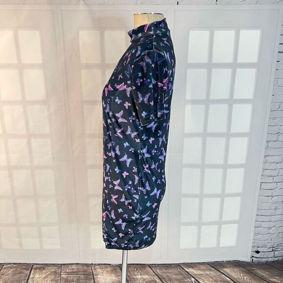 Rokoko velvet short sleeve mock neck velvet butterfly bodycon mini dress size 10 - Picture 6 of 9